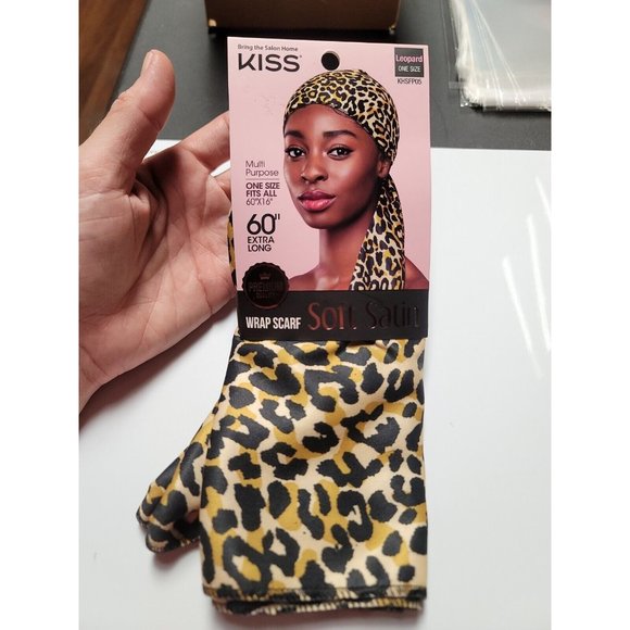 Kiss Accessories Kiss Wrap Scarf Soft Satin Leopard Print 6x6 Extra